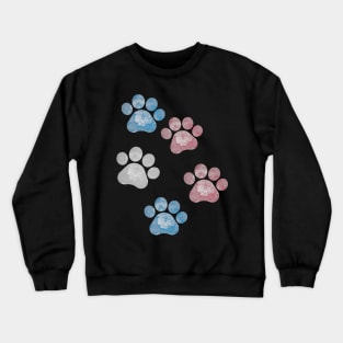 Subtle Floral Paw Prints Flag Crewneck Sweatshirt